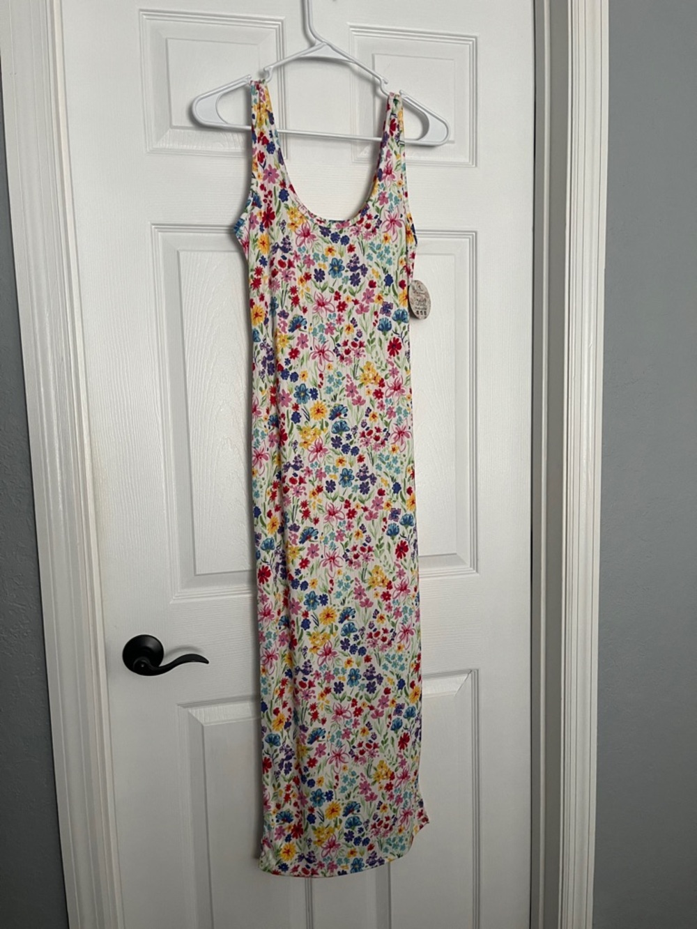 Jolie and Joy floral midi ribbed knit tank midi dress NWOT